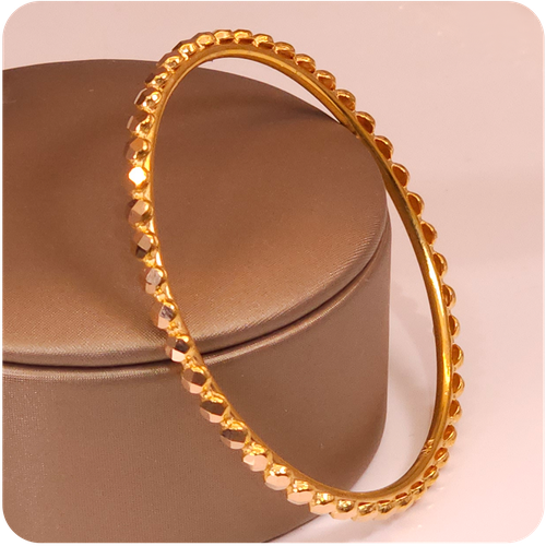 Lentil Gold Bangle - 21K (Single Piece)