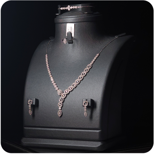طقم ذهب أبيض - 18K