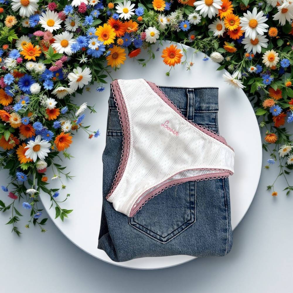 White &amp; Pink Lace Panty