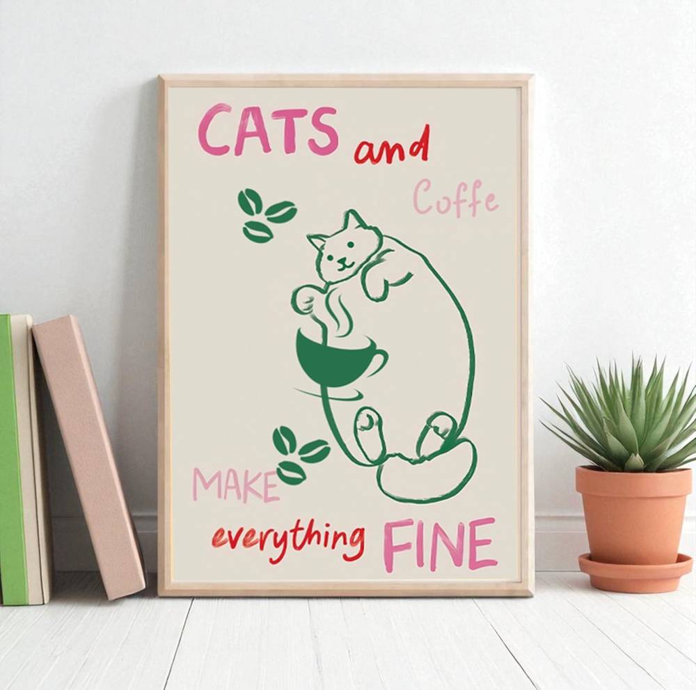 لوحة Cats &amp; Coffee