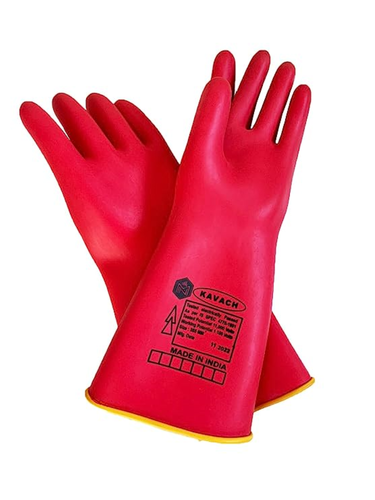 KAVACH Electrical Insulating Rubber Gloves for Hand Protection in Maintenance and Electrical Works