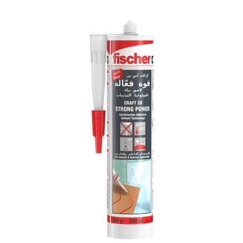 غراء لاصق بناء قوي لاصق تركيب من فيشر Fischer 559088 Craft SB Strong - سعة 300 مل قوة عالية، مقاوم للرطوبة  لون بيج