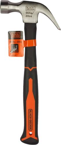 Black+Decker 20oz 560g Bimaterial Fiberglass Handle Metal Claw Hammer - BDHT51397 