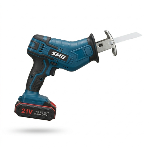 SMG 21V Cordless Reciprocating Saw - High-Performance Power Saw for Wood & Metal Cutting - Brushless Battery Operated Saber Saw with Charger