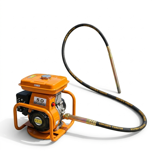 Professional Gasoline Concrete Vibrator - High Efficiency Petrol Engine with 6-Meter Poker Hose (38mm Diameter) - Heavy Duty Construction Foundation Tool