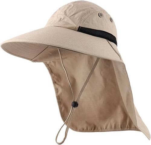 Sun-protective hat for face and head covering for outdoor work and activities