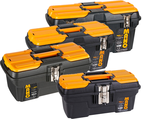 Mano Toolbox with Metal Latch , Plastic Toolbox Black/Yellow