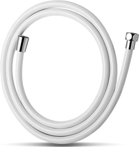 Shower Hose, PVC Universal Smooth Shower Pipe with Shower Hose Washer High Pressure Shower Hose for Bath Taps Replacement 1.5m, White