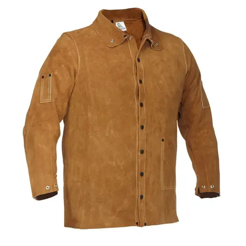 Heavy-Duty Leather Welding Jacket – Cowhide Flame-Resistant Workwear – Premium Safety Gear for Men & Women