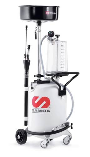 SAMOA Combined Waste Oil Suction & Gravity Collection Unit with Transparent Chamber – 70L or 100L Capacity – Mobile Waste Oil Drain Tank for Workshop and Garage Use
