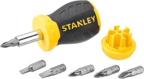 Stanley 0-66-357 Bit-Screwdriver with 6 Bits Slotted/PH, Black/Yellow , Magnetic Tip