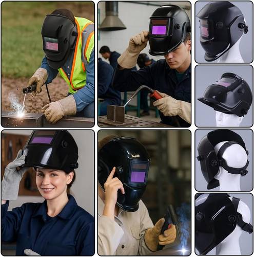 SMG Professional True Color Auto-Darkening Welding Helmet - Large View Electronic Welding Mask with Variable Shade 6-13 - Solar Powered High-Definition Facial Protection for TIG, MIG & MMA Welding