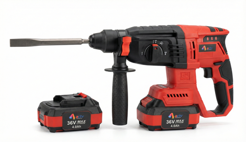 ACTV AT-26S Professional 26mm Cordless Rotary Hammer Drill, 36V 4.0Ah Li-ion (Includes 2 Batteries), 1000 RPM, 4700 BPM Demolition & Drilling Power Tool.