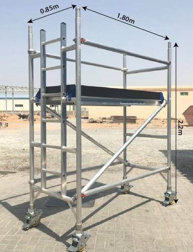 سقالة ألومنيوم 6 متر متحركة أحادية العرض (برج متحرك)