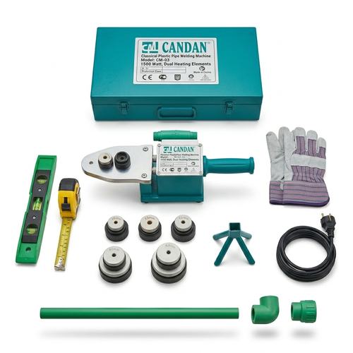 CANDAN Model 03 Professional Plastic Pipe Welding Machine - 1500W Double Element PPR Pipe Welder - 230V-240V 50/60Hz - Classical Socket Fusion Kit