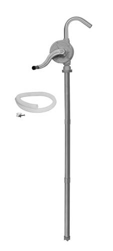 Cast-Iron Rotary Action Drum Pump – For 205 Litre Drums, 0.3L/Rev, Petroleum Fluid Transfer, Adjustable Bung, Suction Tube & Hose