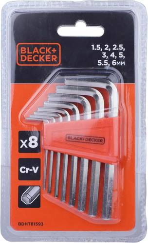 Black+Decker 8 Pieces 1.5-6Mm Steel Hexkey Set - BDHT81593