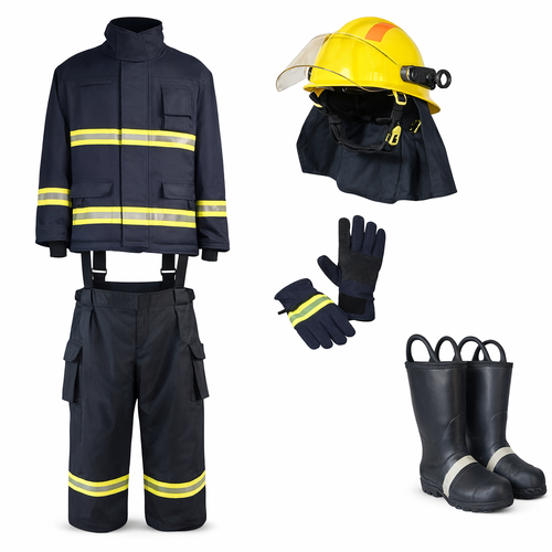 Complete Firefighting Suit with Helmet, Gloves, and Boots for Fire Suppression – EN469 Certified, Insulated, Available in Multiple Sizes