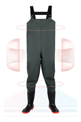 Waterproof overalls/pouch with built-in boots, suitable for wet environments, waterproof for heavy-duty industrial and field use.