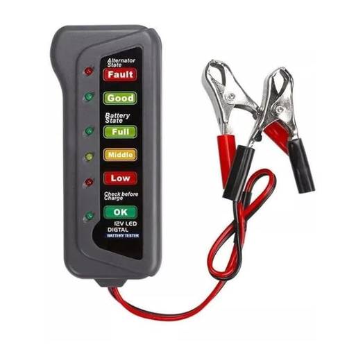 12V Car Battery Tester with 6 LED Indicators - Car & Motorbike Battery Diagnostic Tool