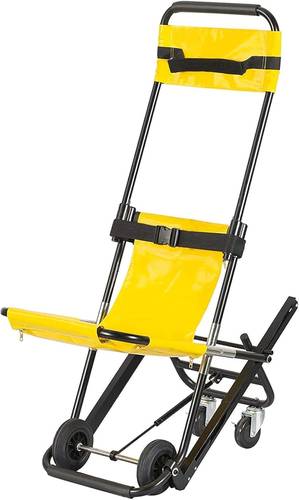 Folding Stair Chair – Emergency Evacuation Transfer Chair for Safe Up and Down Stair Transport – Lightweight Aluminum Ambulance Chair with Safety Belts and Foldable Wheels
