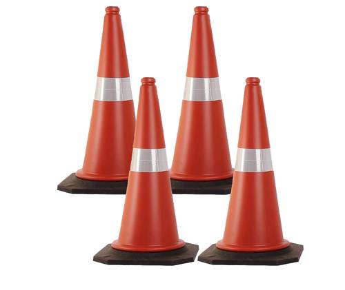 Traffic Cones 75 CM - Heavy-Duty Safety Cones with Reflective Collar and Handle for Parking Lot and Driving Training