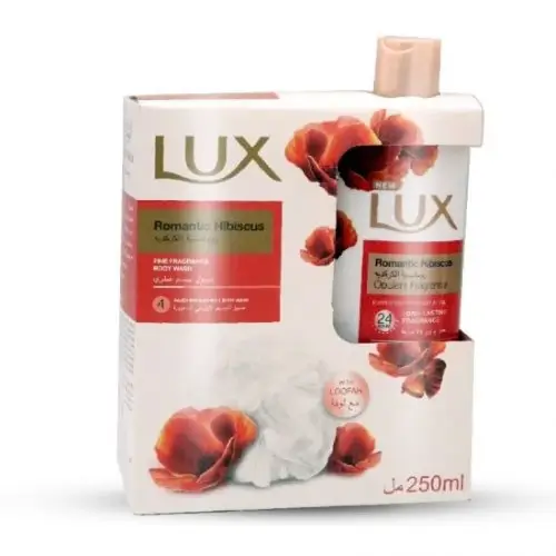 Lux shower gel +puff 250 ml romantic hibiscus