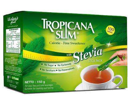 Tropicana Slim Sweetener Zero Calorie W.Stevia 150G (100 Sticks)