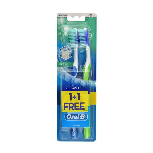 Oral-B Fresh 3D White Toothbrush, Medium Bristles, 2 in 1, Green & Blue