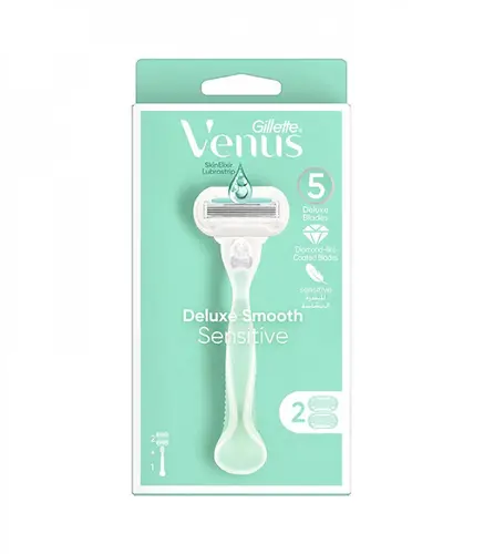 Gillette Venus Deluxe Smooth Sensitive 5 Blades - Pack of 1 Razor 2 Cartridges