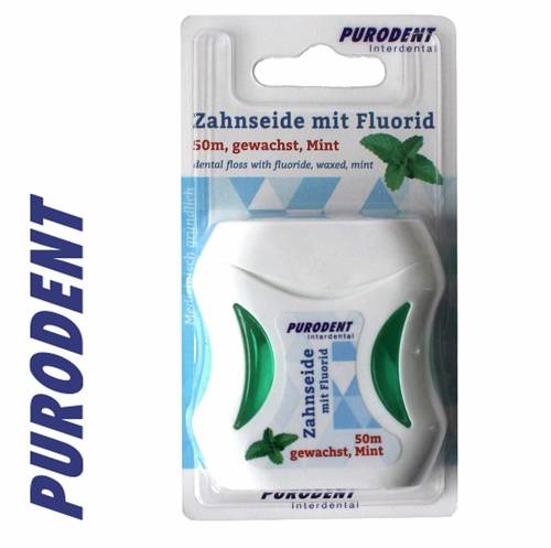 Purodent Waxed Dental Floss 50M,Mint & Flouride 89990