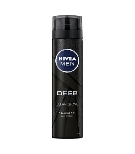 NIVEA MEN Shaving Gel, DEEP Clean Shave Antibacterial Black Carbon, 200ml