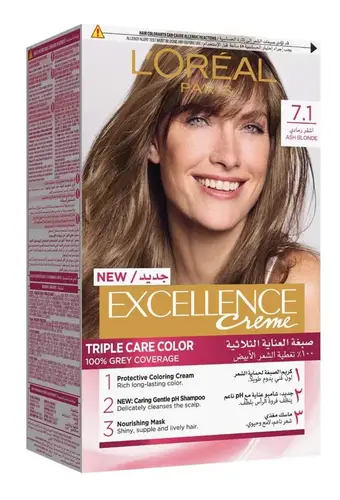 L'Oreal Paris Excellence Creme , 7.1 Ash Blonde Blonde Cendre , 100gm