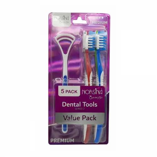 Norseen Toothbrush Set with Tongue Cleaner No. 2, Economic Pack