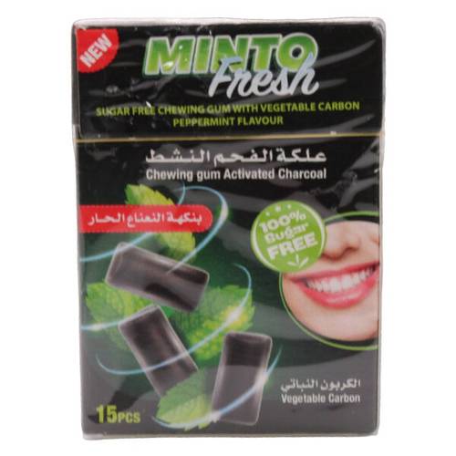Minto Fresh Chewing Gum Activated Charcoal Peppermint 21 g - 15 Pcs