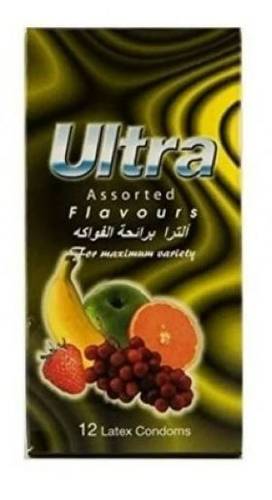Ultra Assorted Flavours Condoms - 12 Latex Condom