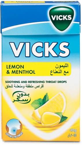 Vicks Lemon & Menthol Soothing and Refreshing Throat Drops 40 gm