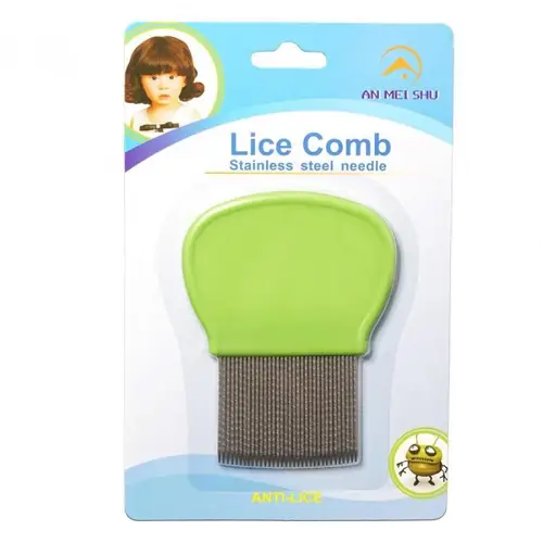 Stainless Steel Needle Lice Comb Green/Brown 7cm