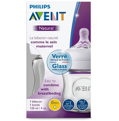 Philips, Avent, Natural Feeding Bottle Glass, 120 Ml