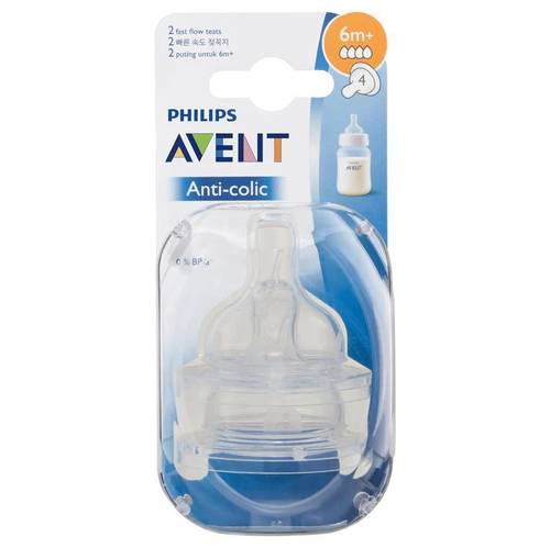 Avent Teat Fast Flow,4Holes Normal 6M+