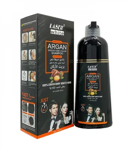 Laser White Argan Speedy Hair Color Shampoo - Black - 420ml