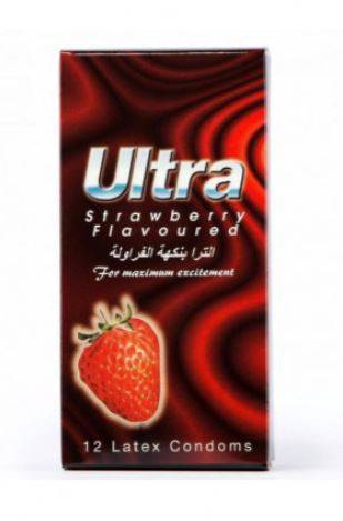 Ultra Strawberry Flavoured Condoms 12 Pcs.