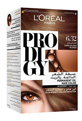 L'Oreal Paris Prodigy Permanent Hair Oil Color Dye, 6.32 Pearl Brown Dark Golden Blonde , No Ammonia