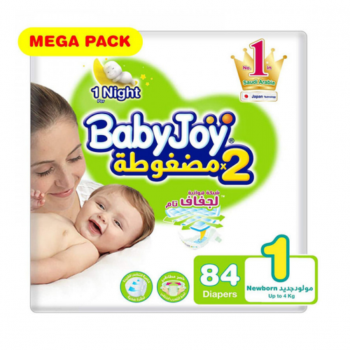 بيبي جوي حفائض مضغوطة مقاس 1 عبوة 84 حفاضة