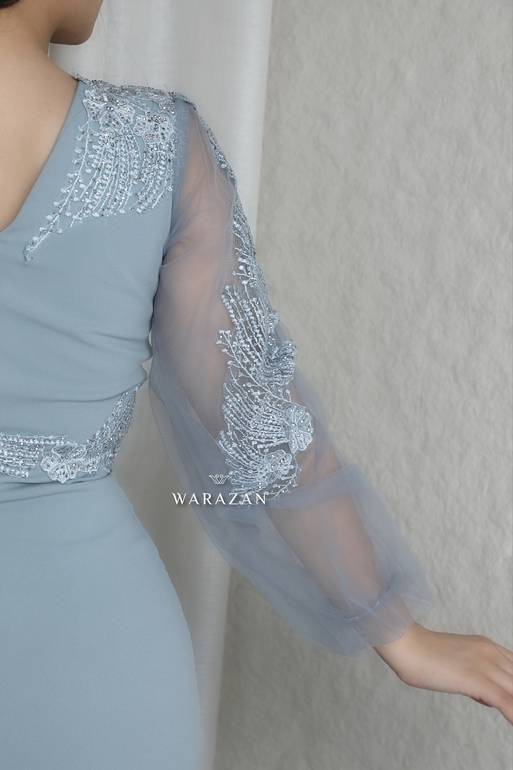 فستان سهرة طويل وناعم كريب اسريتش ماسك 