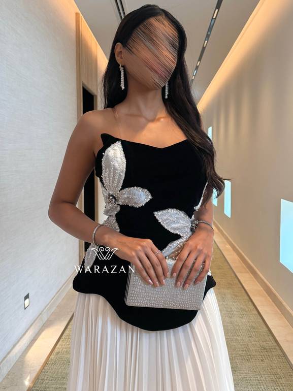 فستان سهره بكسرات و تدخيلة ورود