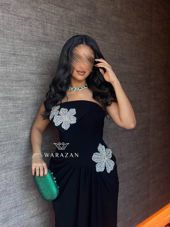 فستان سهره ماسك بتدخيلة ورود 