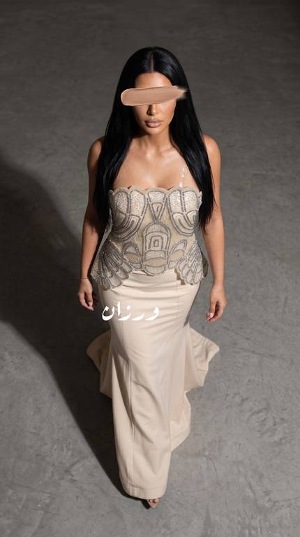 فستان كريب سراميك بشك يدوي الراقي