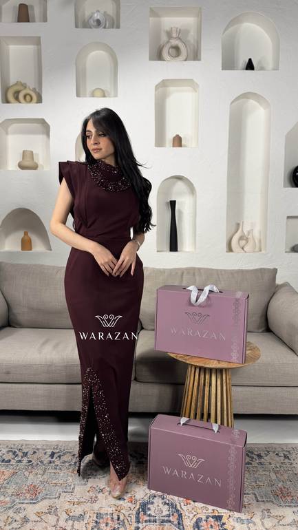 فستان سهره بكرستال من الرقبه 