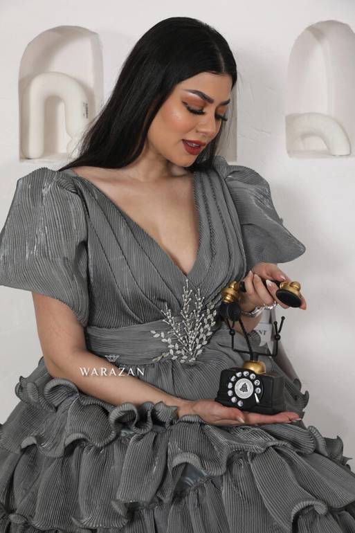 فستان سهرة ميد اكسسوار بطبقات و بيليسه